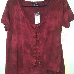 Burgundy High-low Crop Top